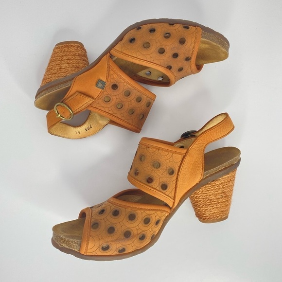 EL NATURALISTA ORANGE LEATHER HEELS - Picture 5 of 12